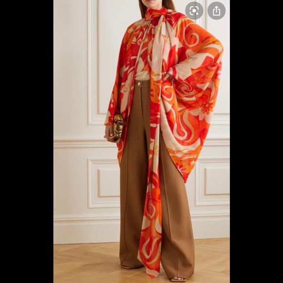 Dries Van Noten floral drape tie neck blouse